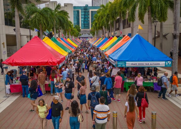 the miami book fair, hosted by miami dade college. it is one of the biggest literary festivals in the country.